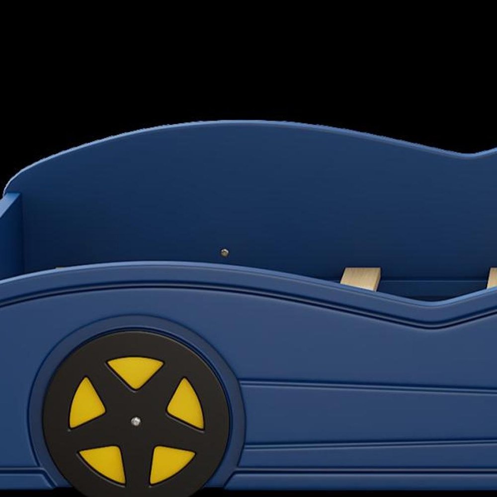 Blue Solid Wood Twin Race Car Bed