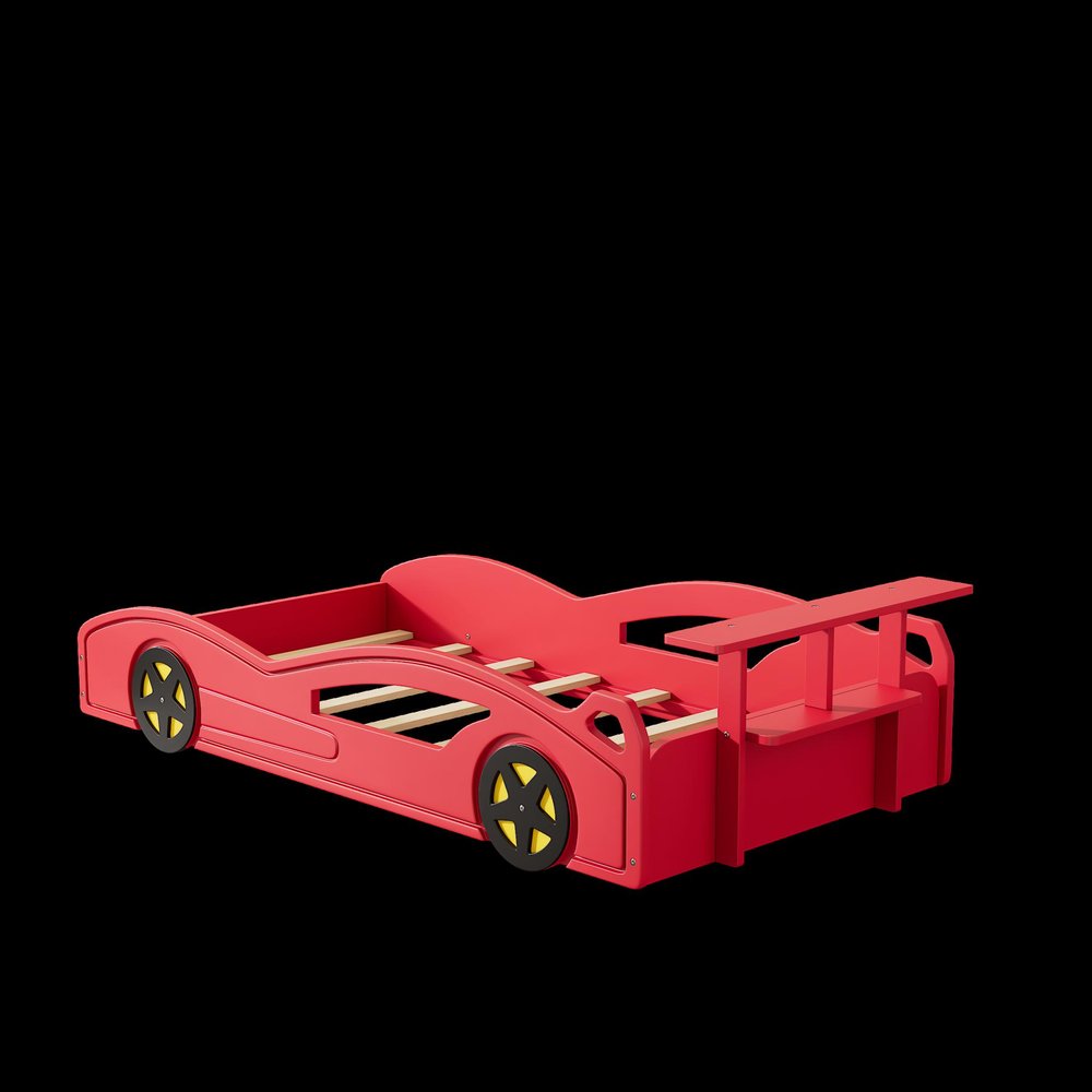 Blue Solid Wood Twin Race Car Bed