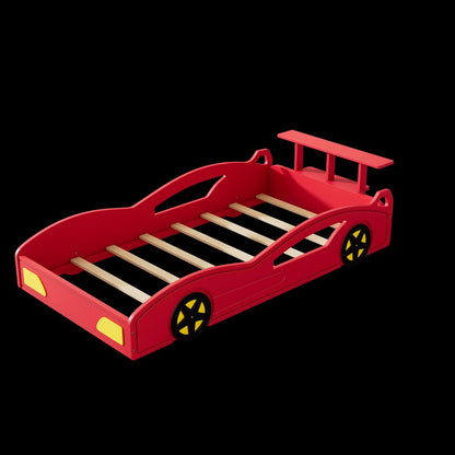 Blue Solid Wood Twin Race Car Bed