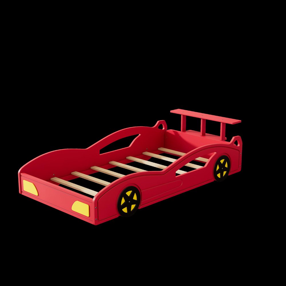 Blue Solid Wood Twin Race Car Bed
