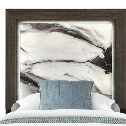Brown Wood And Upholstery Lighted Upholstered Twin Bed Frame