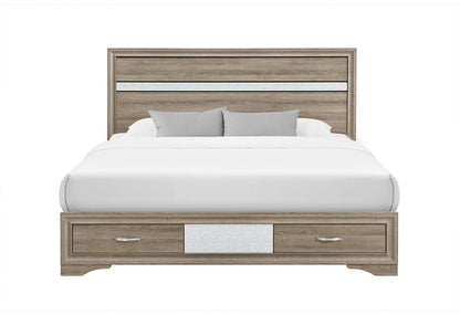 Brown Wood King Bed Frame With Drawers