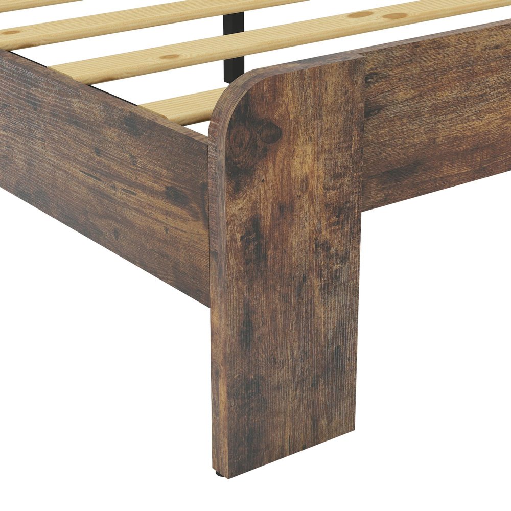 Brown Solid Wood Queen Bed Frame