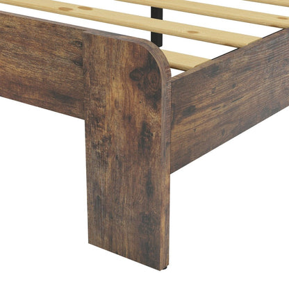 Brown Solid Wood Queen Bed Frame