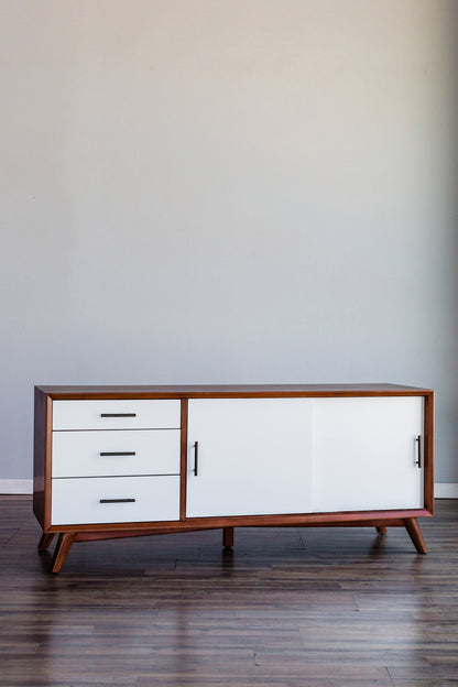 Flynn Large TV Console, Cherry Acorn/White