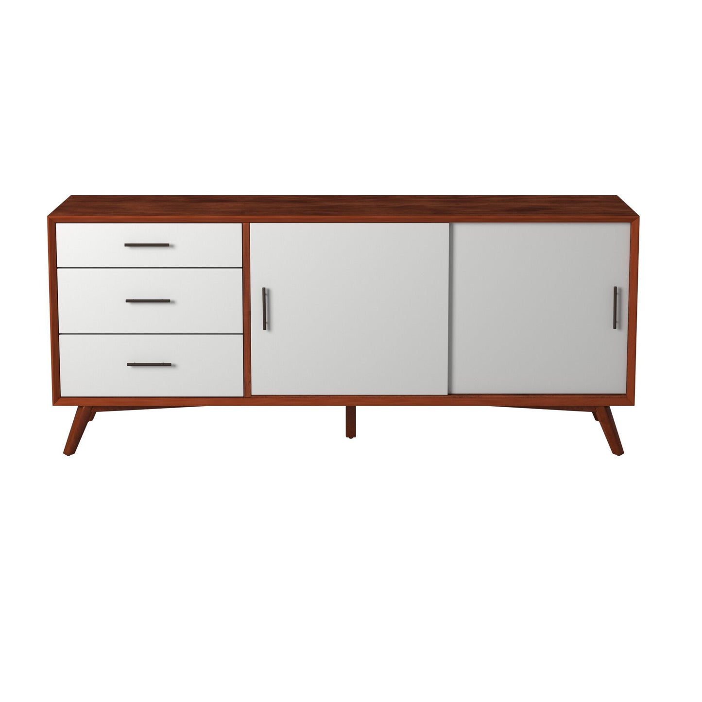 Flynn Large TV Console, Cherry Acorn/White