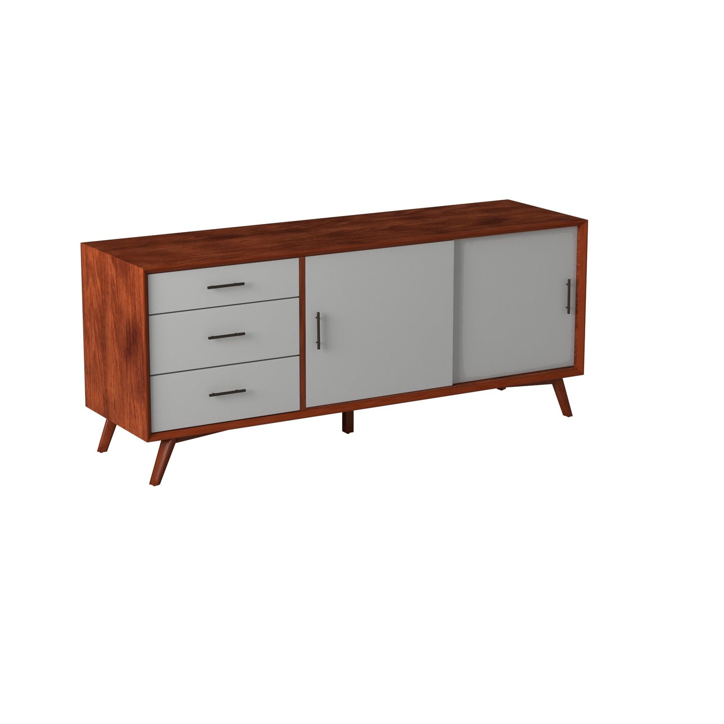 Flynn Large TV Console, Cherry Acorn/White