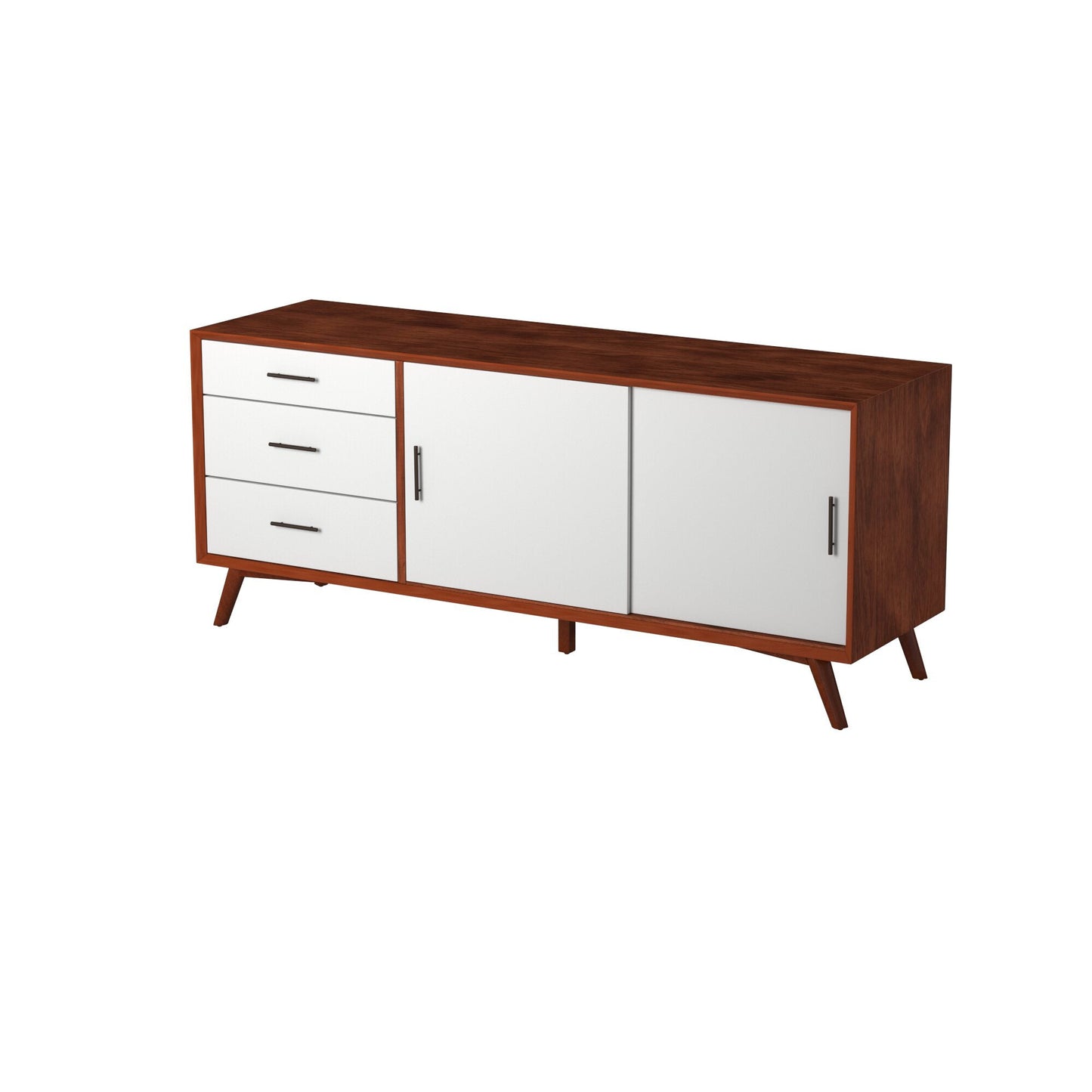 Flynn Large TV Console, Cherry Acorn/White