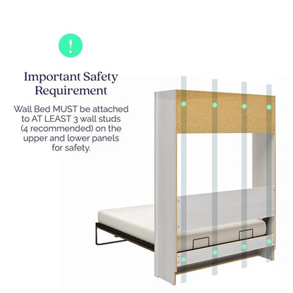 Murphy Bed Wall Bed Frame in Ivory Oak Finish