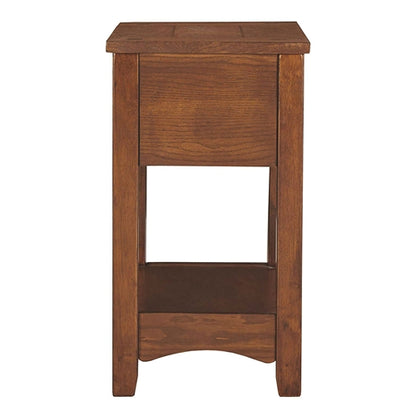 Mission Style 1-Drawer End Table Nightstand in Brown Wood Finish