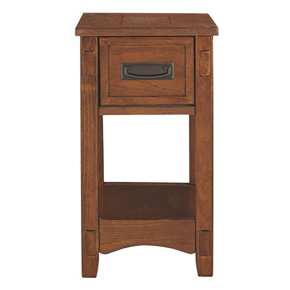 Mission Style 1-Drawer End Table Nightstand in Brown Wood Finish