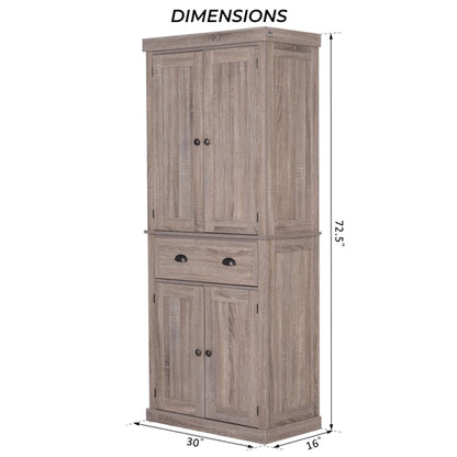 Farmhouse 6ft Kitchen / Bathroom Storage Pantry Drawer Cabinet Wood Grain