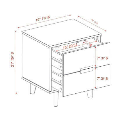 Farmhouse 2 Drawer Solid Wood Nightstand Medium Brown