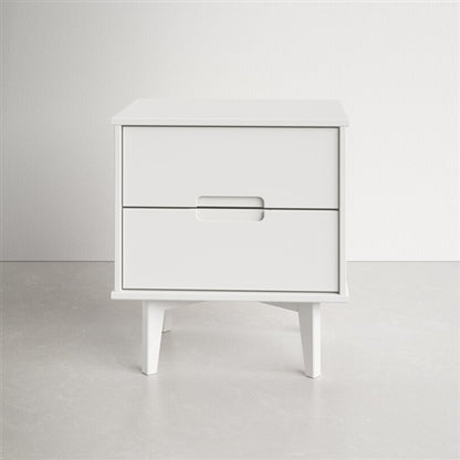 FarmHouse 2 Drawer Solid Wood Nightstand White