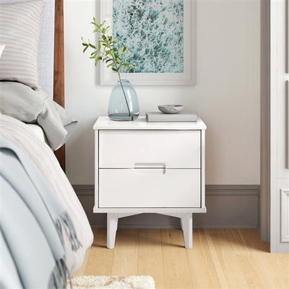 FarmHouse 2 Drawer Solid Wood Nightstand White