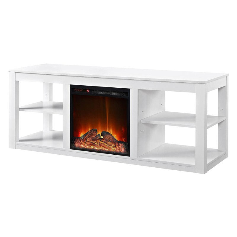 Modern 2-in-1 Electric Fireplace TV Stand in White