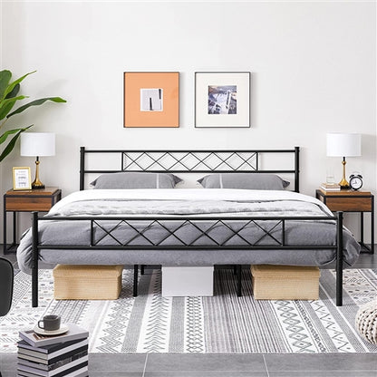 Traditional Powder Coated Slatted Metal Platform Bed