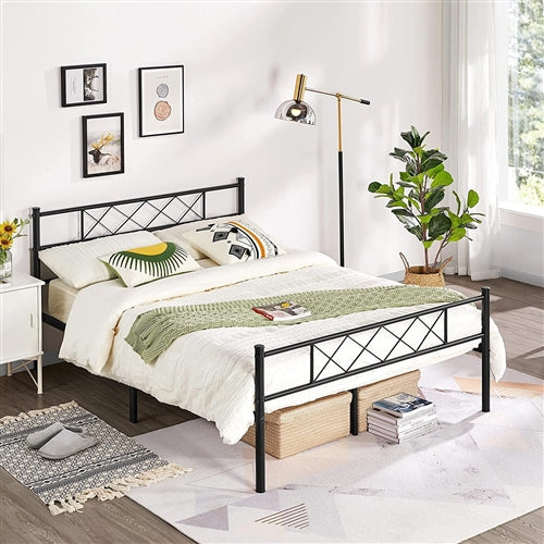 Traditional Powder Coated Slatted Metal Platform Bed