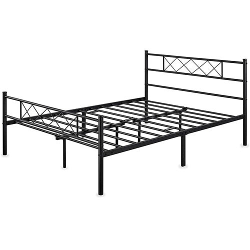 Traditional Powder Coated Slatted Metal Platform Bed