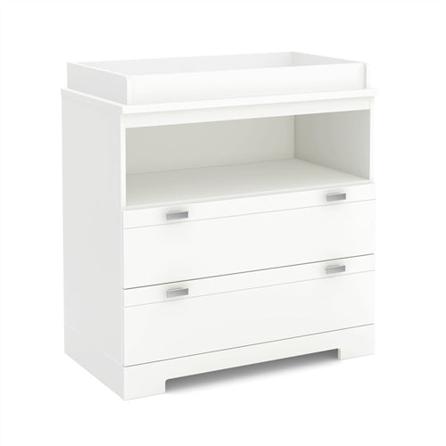 Modern Nursery 2 Drawer Storage Baby Changing Table in White