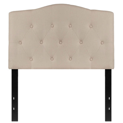 Twin size Beige Fabric Upholstered Button Tufted Headboard