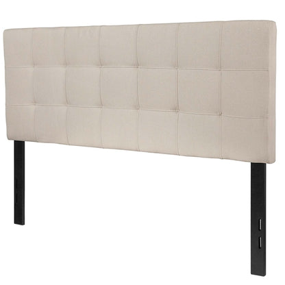 Beige Taupe Fabric Upholstered Panel Headboard