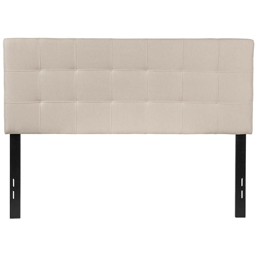 Beige Taupe Fabric Upholstered Panel Headboard