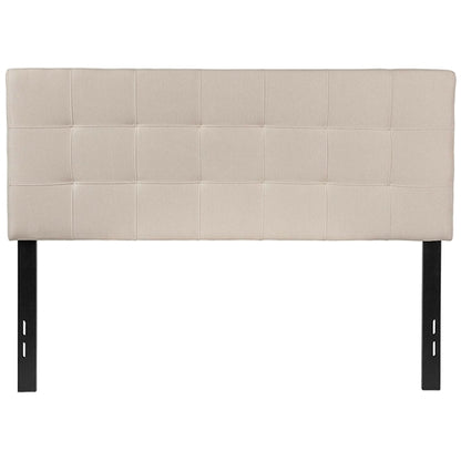 Beige Taupe Fabric Upholstered Panel Headboard