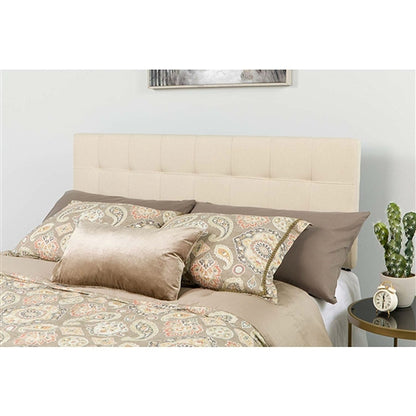 Beige Taupe Fabric Upholstered Panel Headboard