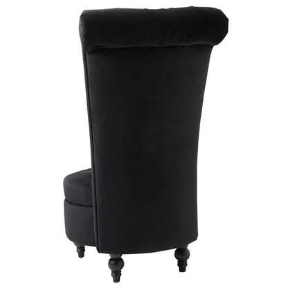 Black Tufted High Back Plush Velvet Upholstered Accent Low Profile Chair