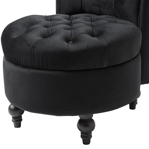 Black Tufted High Back Plush Velvet Upholstered Accent Low Profile Chair