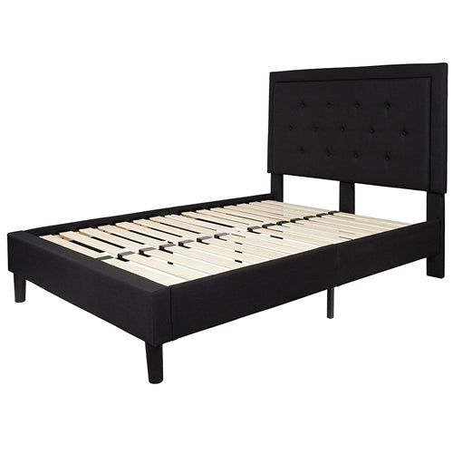 Fabric Upholstered Platform Bed Frame with Tufted Headboard