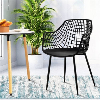 Set of 4 Mid-Century Modern Black Mesh Dining Chair with Ergonomic Backrest