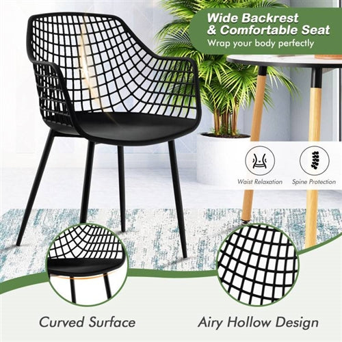 Set of 4 Mid-Century Modern Black Mesh Dining Chair with Ergonomic Backrest