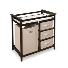 Baby Changing Table with 3 Baskets and Hamper in Espresso