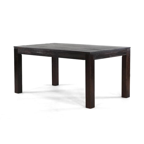 Modern Farmhouse 63-inch Solid Wood Dining Table in Rustic Dark Brown Finish