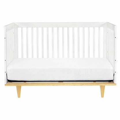 Modern Classic Solid Wooden Crib in White with Natural Wood Legs