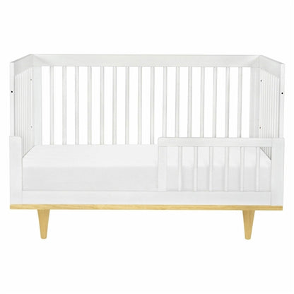 Modern Classic Solid Wooden Crib in White with Natural Wood Legs