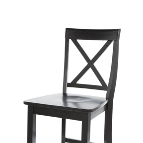 Set of 2 - X-Back Solid Wood 30-inch Barstools in Black Finish