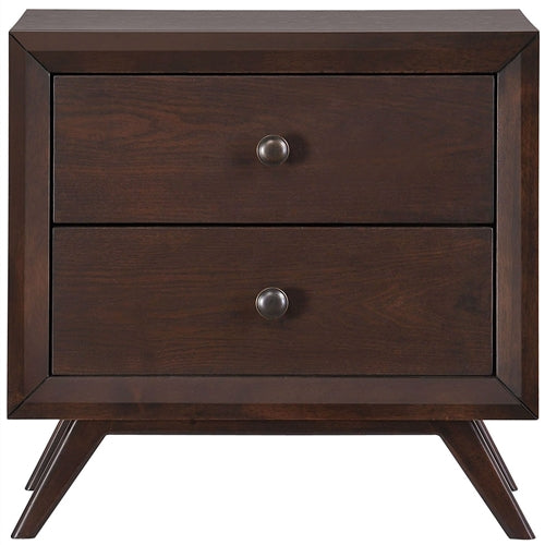 Mid-Century Modern Style End Table Nightstand in Cappuccino Wood Finish