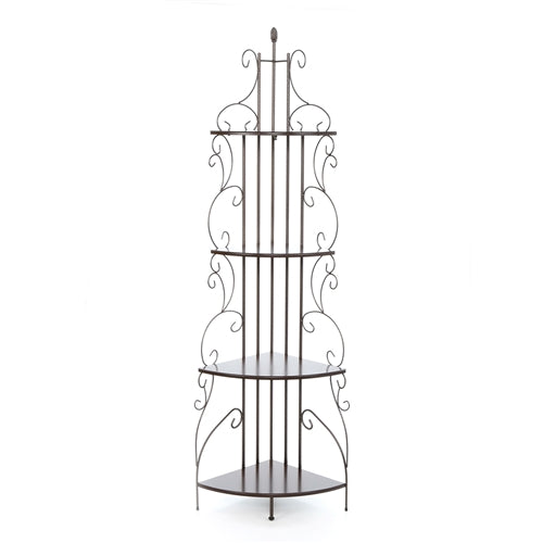 Ornate 4-Tier Metal Corner Bakers Rack Kitchen Dining Shelf