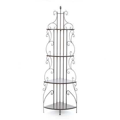 Ornate 4-Tier Metal Corner Bakers Rack Kitchen Dining Shelf