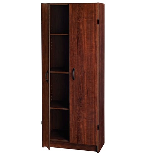 Wardrobe Cabinet with Shelves in Dark Cherry Wood Finish