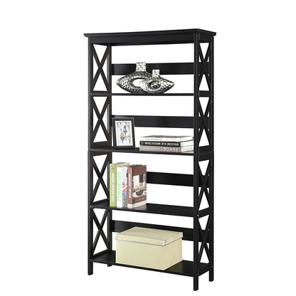 Glossy Black 5-Shelf Bookcase