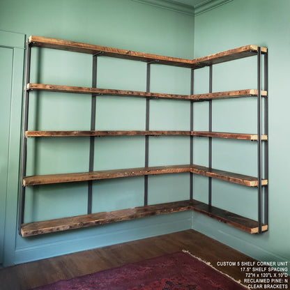 Wall Mount 6 Shelf Unit with Bookends: 89.5" H