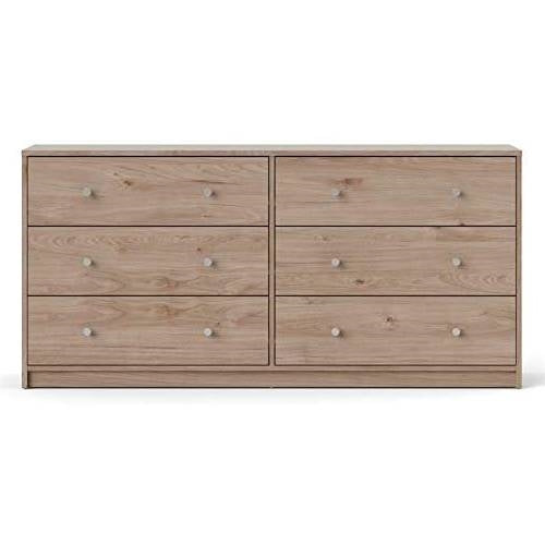 Farmhouse Contemporary 6 Drawer Double Dresser in Oak