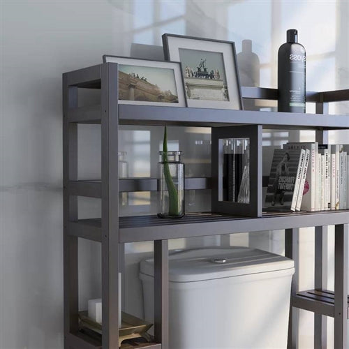 Solid Wood Over the Toilet Bathroom Storage Unit in Dark Brown Finish