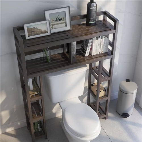 Solid Wood Over the Toilet Bathroom Storage Unit in Dark Brown Finish