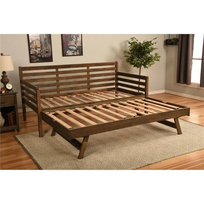 Solid Wood Daybed Frame with Pull-out Pop-Up Trundle Bed