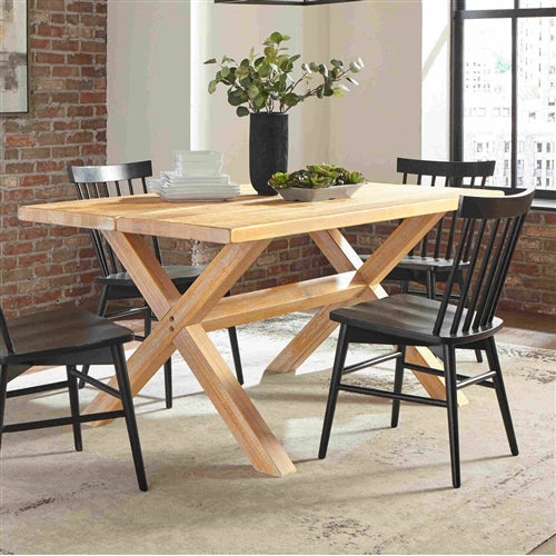 Modern Farmhouse Solid Pine Wood Dining Table in Distressed Driftwood Finish